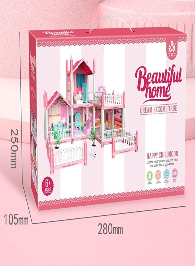 Brighterbee Dream Palace Doll House | Play Set | Girls Doll House | Play Set with Accessories | Dolls with Furniture| Role Play Set|Age for 3-8 Years - Image 2